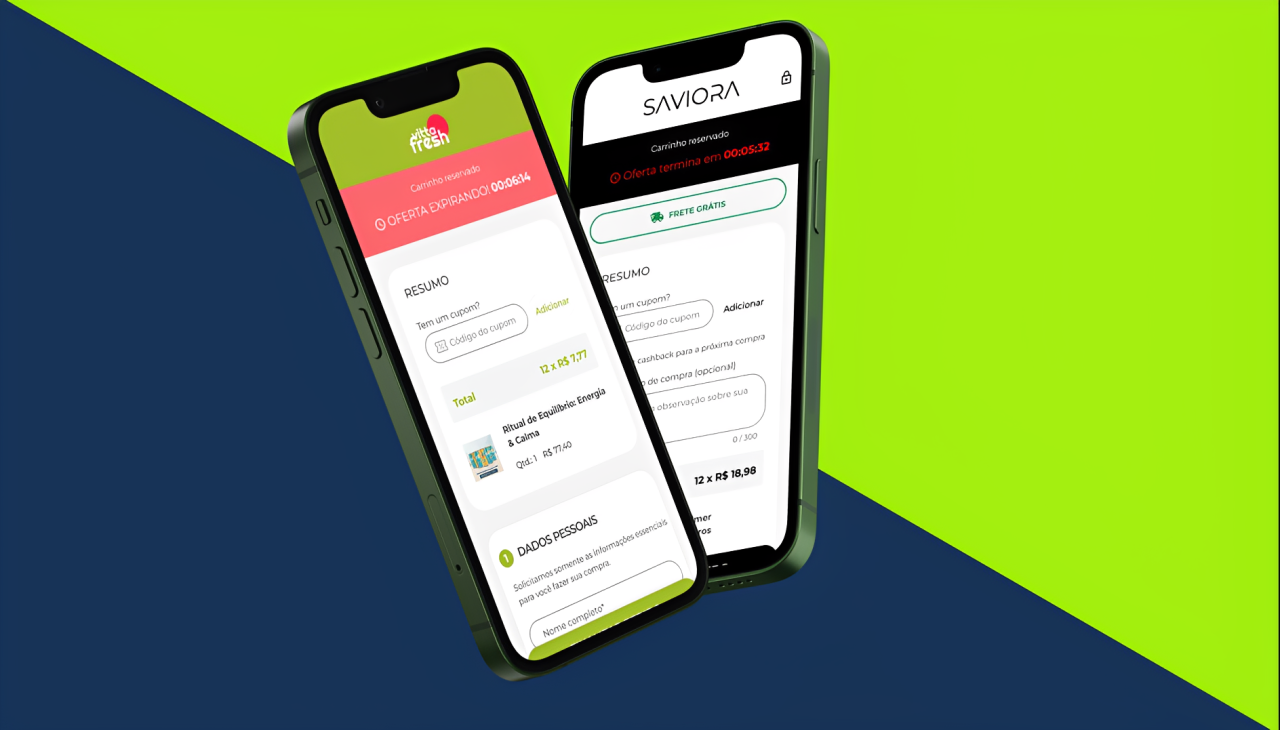 Celulares com checkouts transparentes.